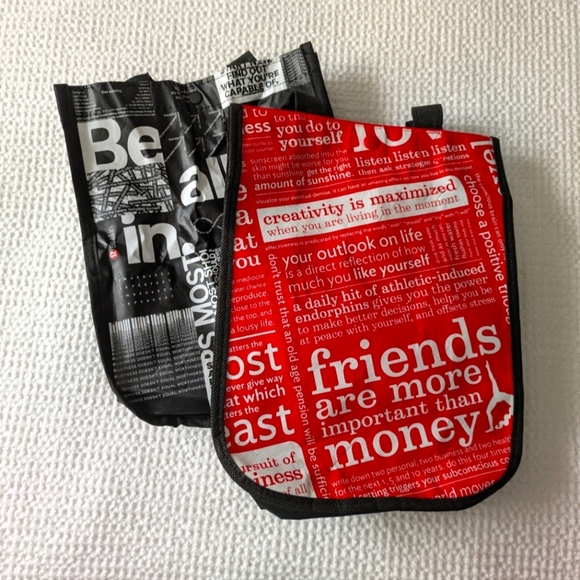 Lululemon Athletica Red and Black Reusable Tote Bags 9x11" Set Of 2 - Picture 1 of 2